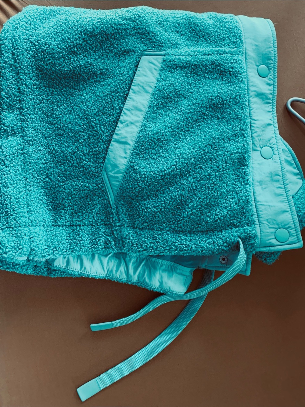 JoyLab Teal Plush Sherpa Vest - Sleeveless Zip Snap Front - Picture 6 of 6